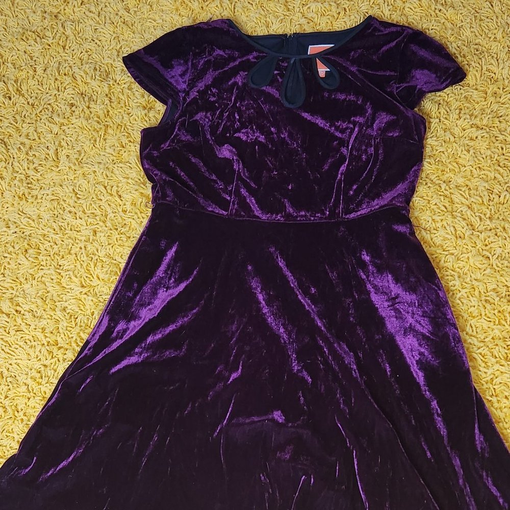 Purple Velvet Skater Dress